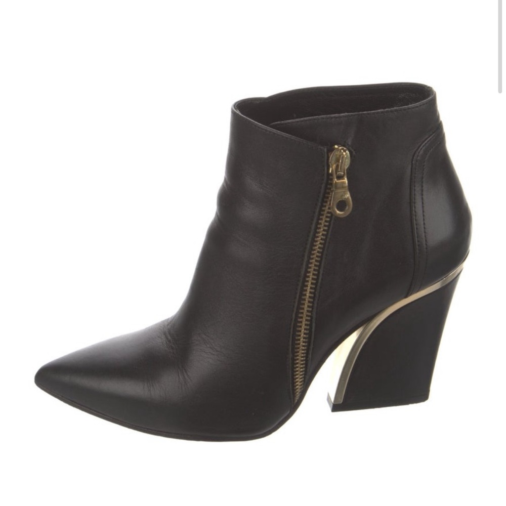 Marc Ellis Black Ankle Boots with Gold Accents